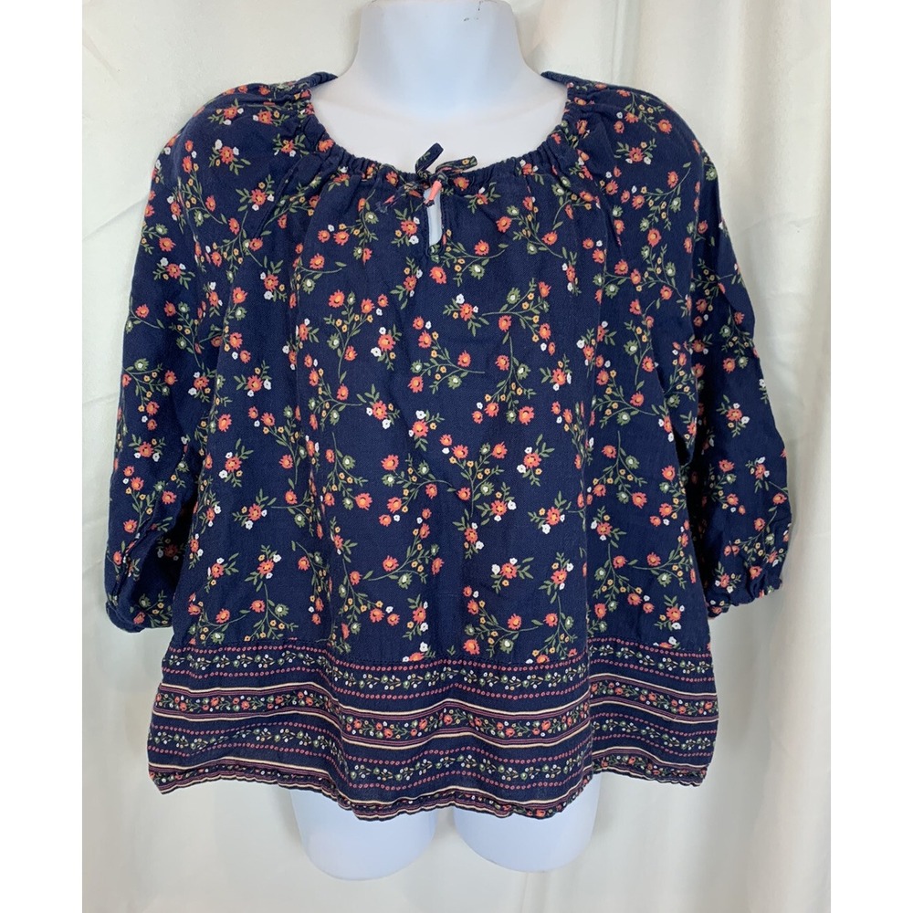 OshKosh‎ B'gosh - Girl's Dark Blue Floral Top - Size 6 - EUC !